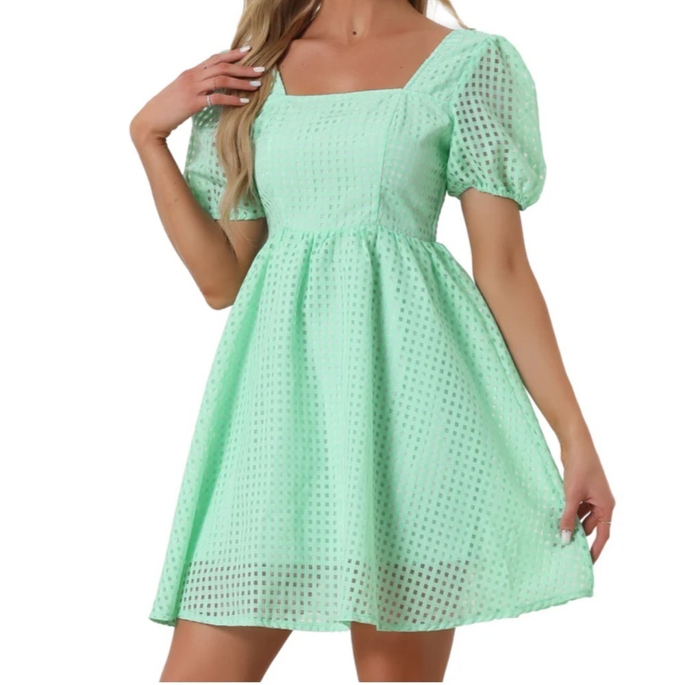 Short Puff Sleeve Square Neck Flowy Swing
A-Line Party Mini Dress new